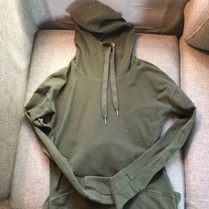 Sweaty Betty olive green merino wool sweater